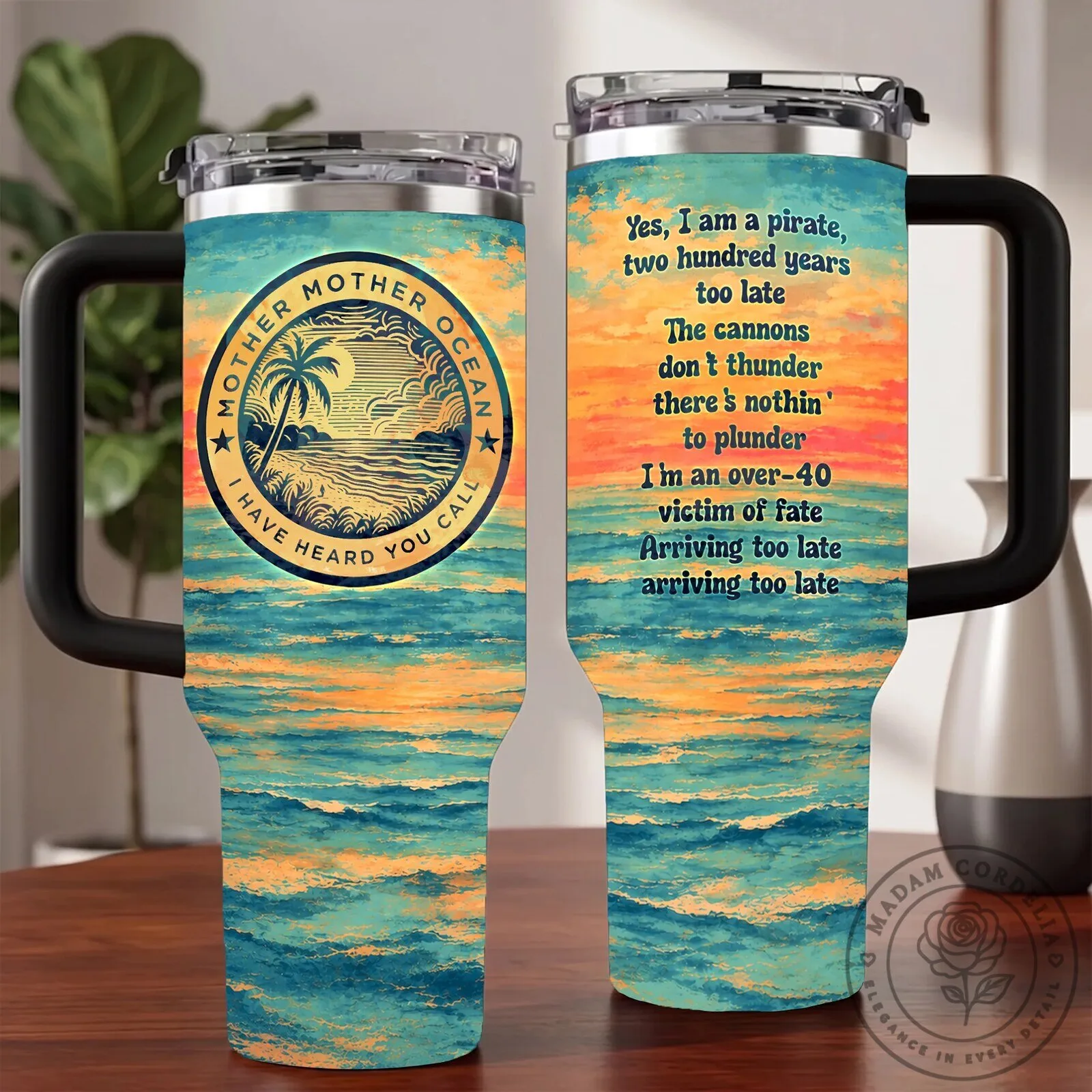Mother Ocean Tumbler Featuring Lyrics from Jimmy Buffett’s A Pirate Looks At Forty