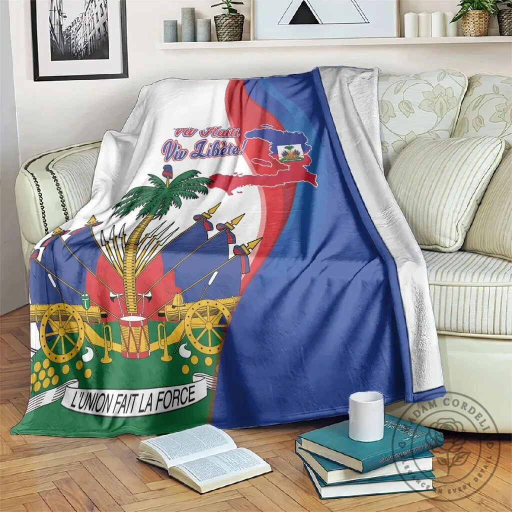 Haiti Independence Day 1804 Viv Libete Flag Throw Blanket