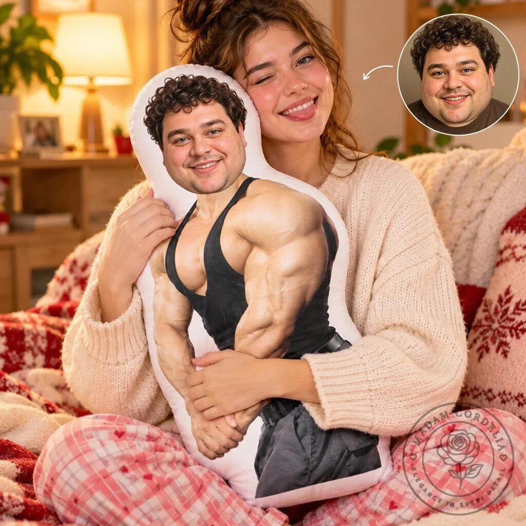 Personalized Muscular Body Funny Gag Gift Custom Photo Pillow
