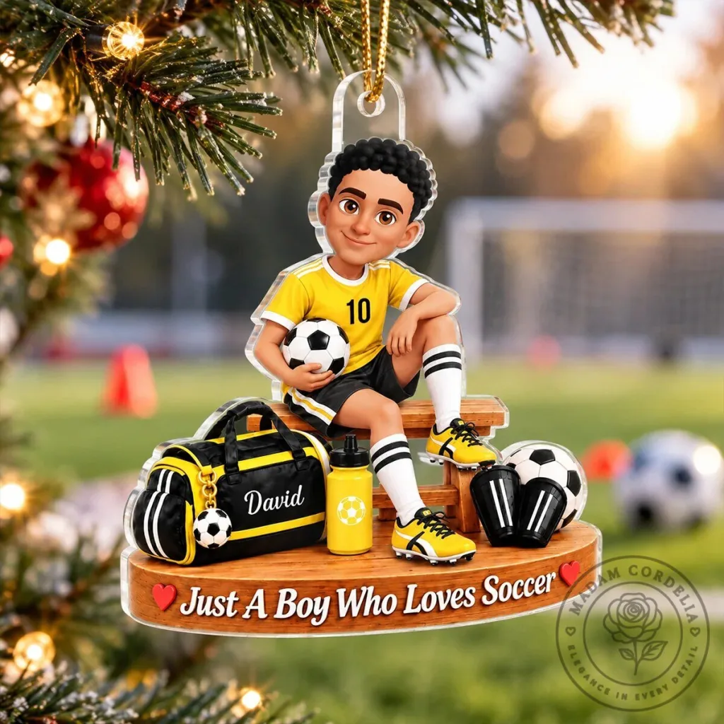Personalized Soccer Boy Christmas Ornament for Son Grandson Personalized Soccer Boy Christmas Ornament for Son Grandson