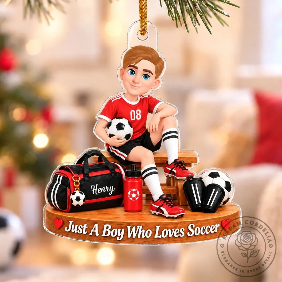 Personalized Soccer Boy Christmas Ornament for Son Grandson 12 Personalized Soccer Boy Christmas Ornament for Son Grandson