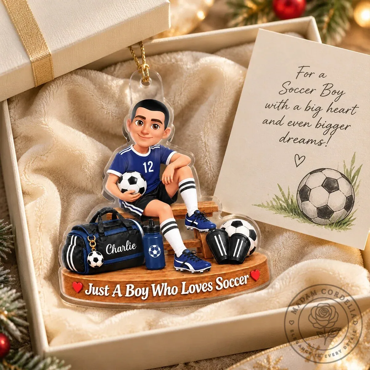 Personalized Soccer Boy Christmas Ornament for Son Grandson 14 Personalized Soccer Boy Christmas Ornament for Son Grandson