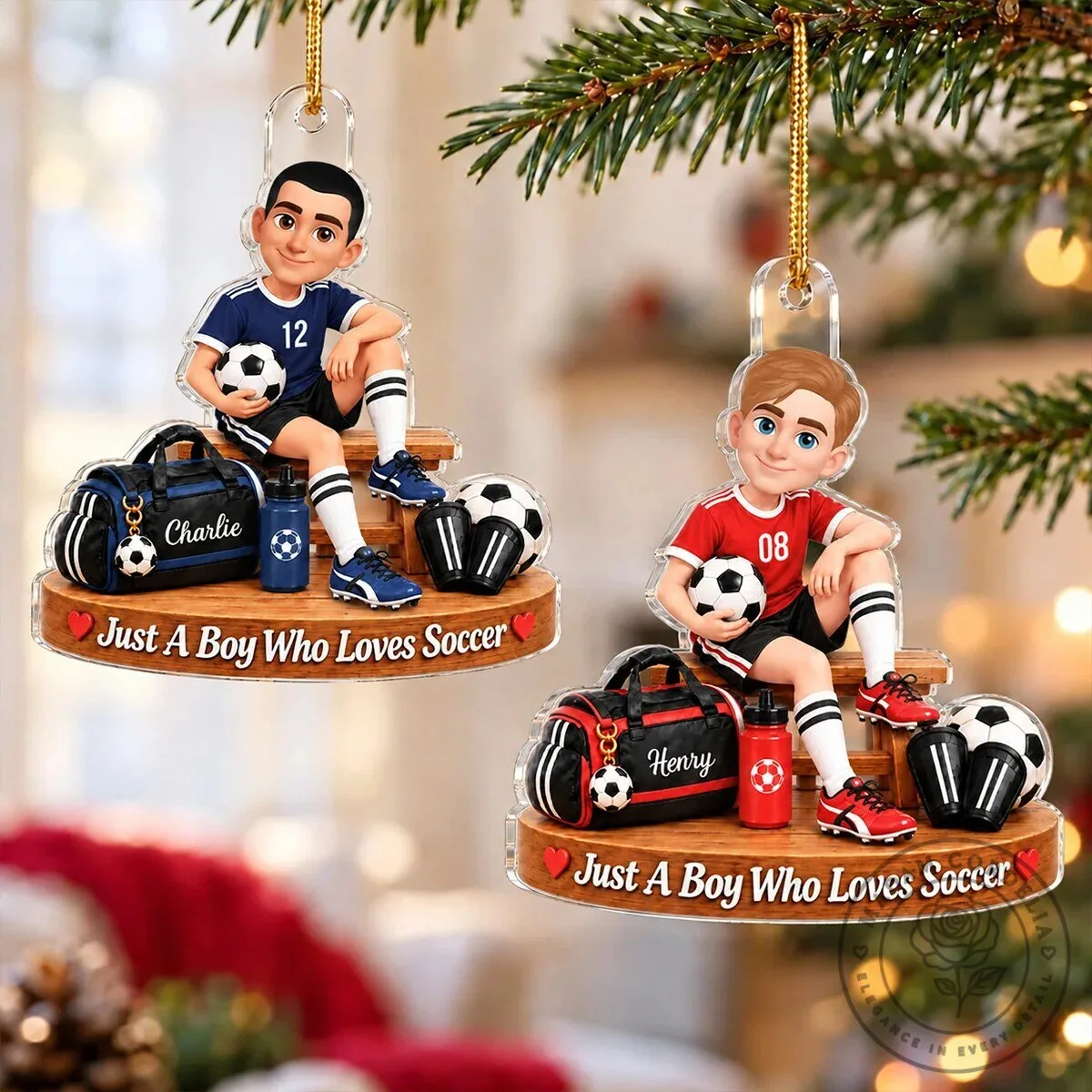 Personalized Soccer Boy Christmas Ornament for Son Grandson 15 Personalized Soccer Boy Christmas Ornament for Son Grandson