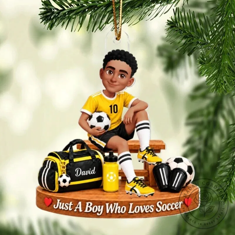 Personalized Soccer Boy Christmas Ornament for Son Grandson 17 Personalized Soccer Boy Christmas Ornament for Son Grandson