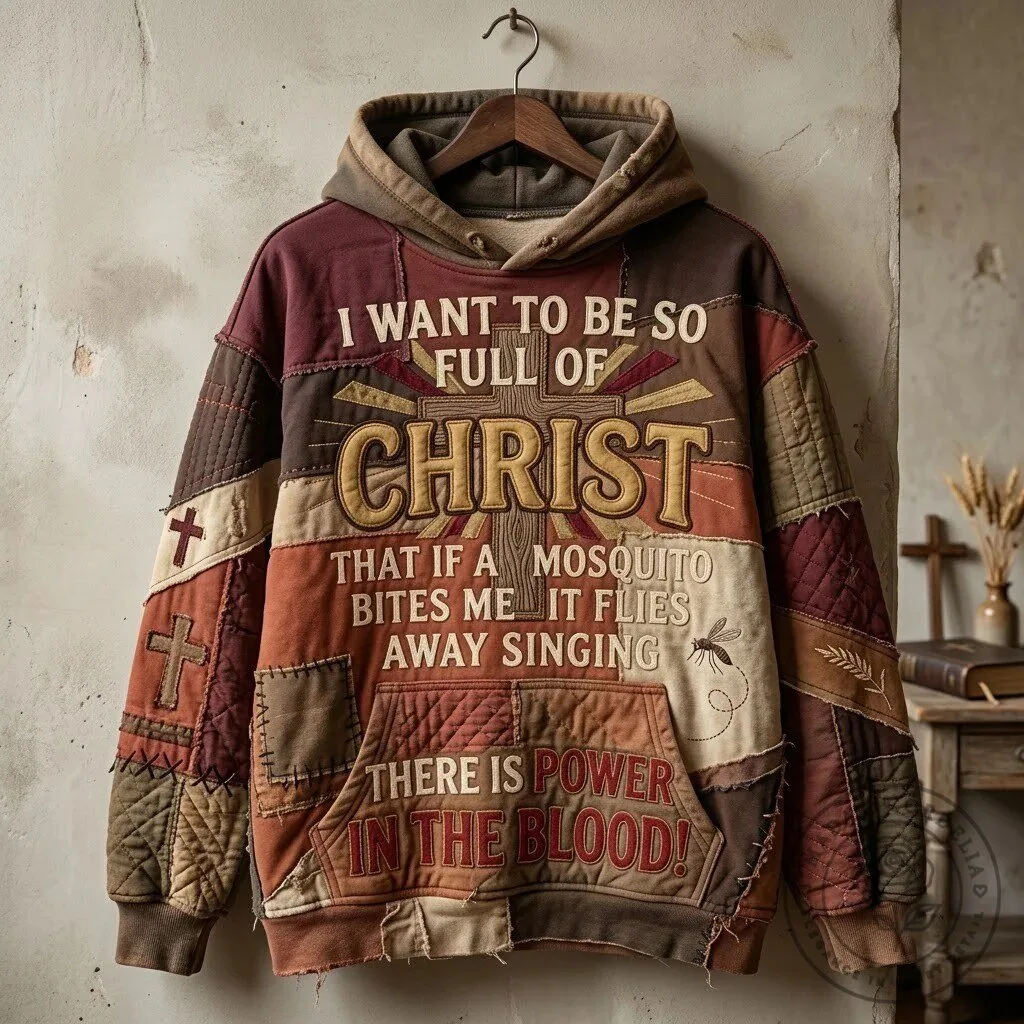 Christian Patchwork Style Full Of Christ Power In The Blood Hoodie 7 Christian Patchwork Style Full Of Christ Power In The Blood Hoodie