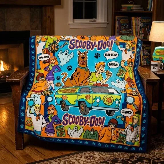 Scooby Doo Mystery Machine and Gang Cartoon Characters Fleece Blanket 3 Scooby Doo Mystery Machine and Gang Cartoon Characters Fleece Blanket