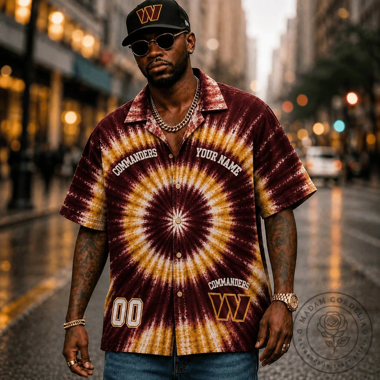 Washington Commanders Personalized Tie-Dye Hawaiian Shirt for Men