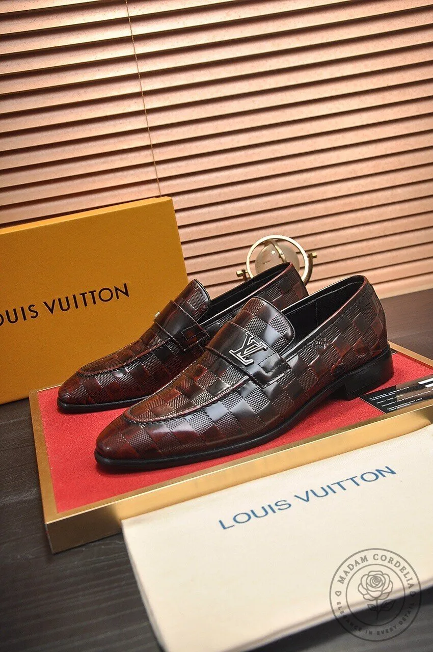 Louis Vuitton Damier Pattern Men's Loafer Dress Shoes