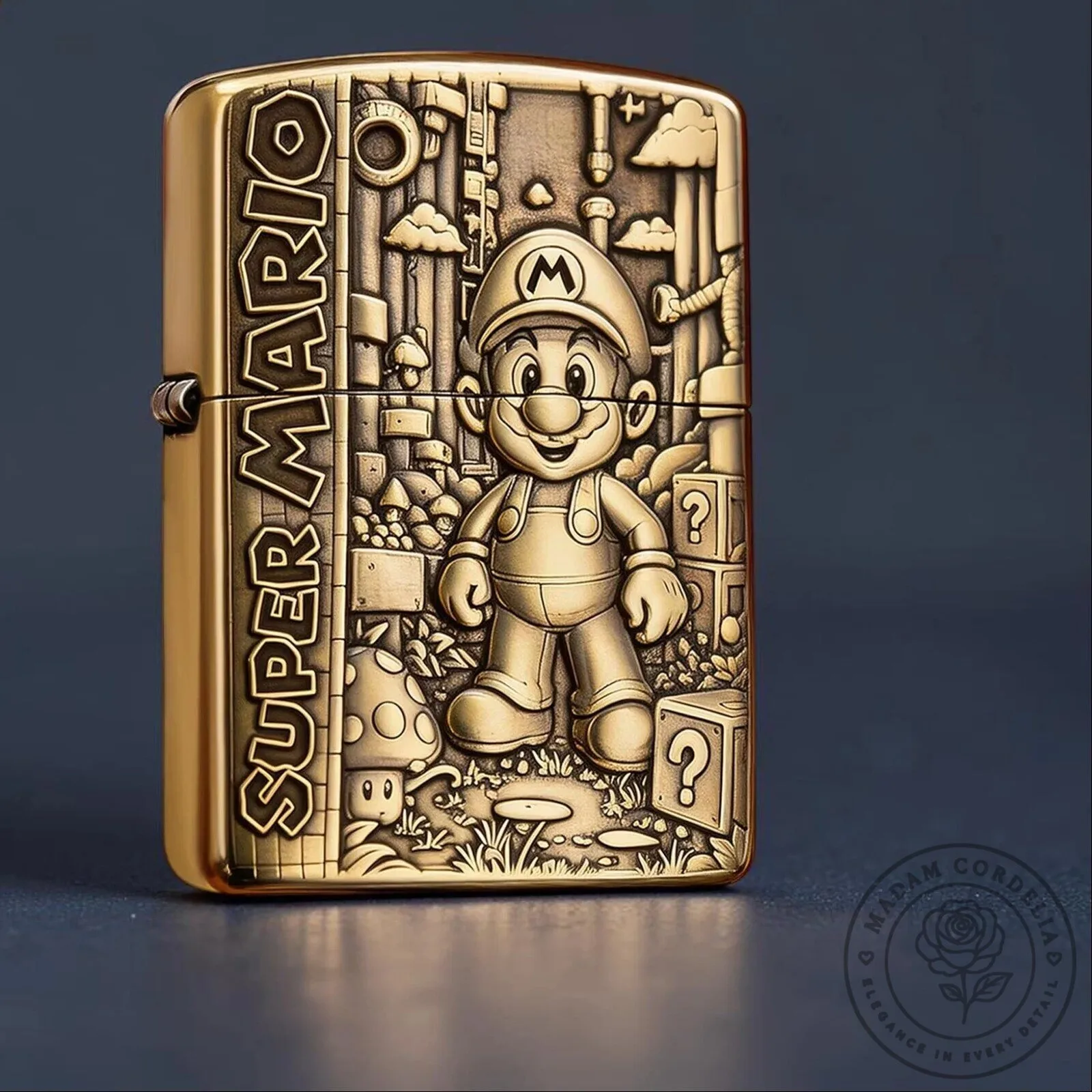 Super Mario Bros. Embossed Gold Plated Collectible Zippo Lighter
