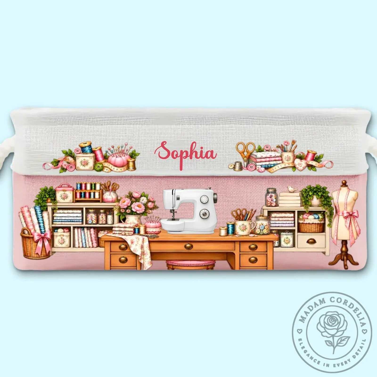 Personalized Sewing Room Storage Basket, Custom Name Crafting Organizer Bin 15 Personalized Sewing Room Storage Basket, Custom Name Crafting Organizer Bin