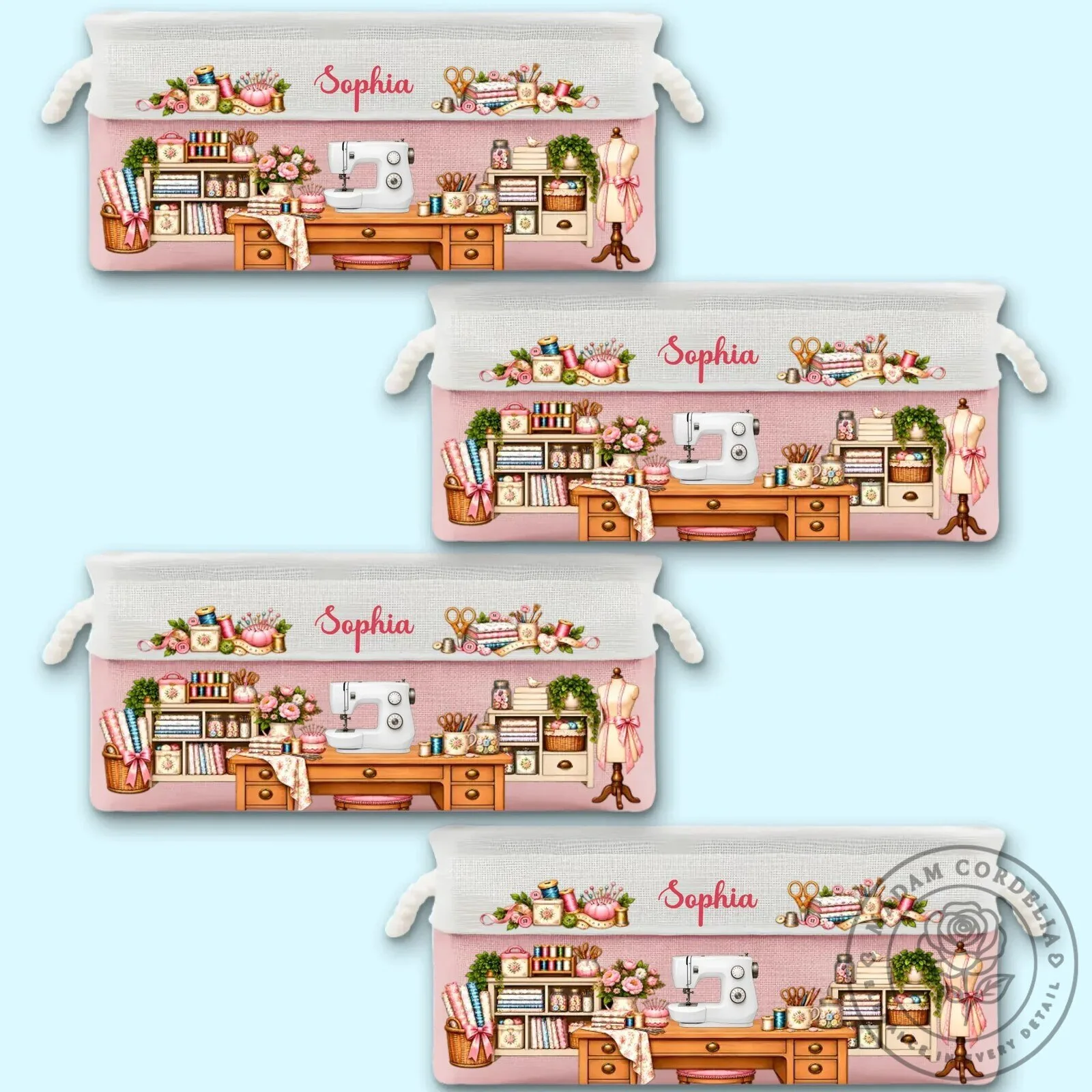 Personalized Sewing Room Storage Basket, Custom Name Crafting Organizer Bin 18 Personalized Sewing Room Storage Basket, Custom Name Crafting Organizer Bin