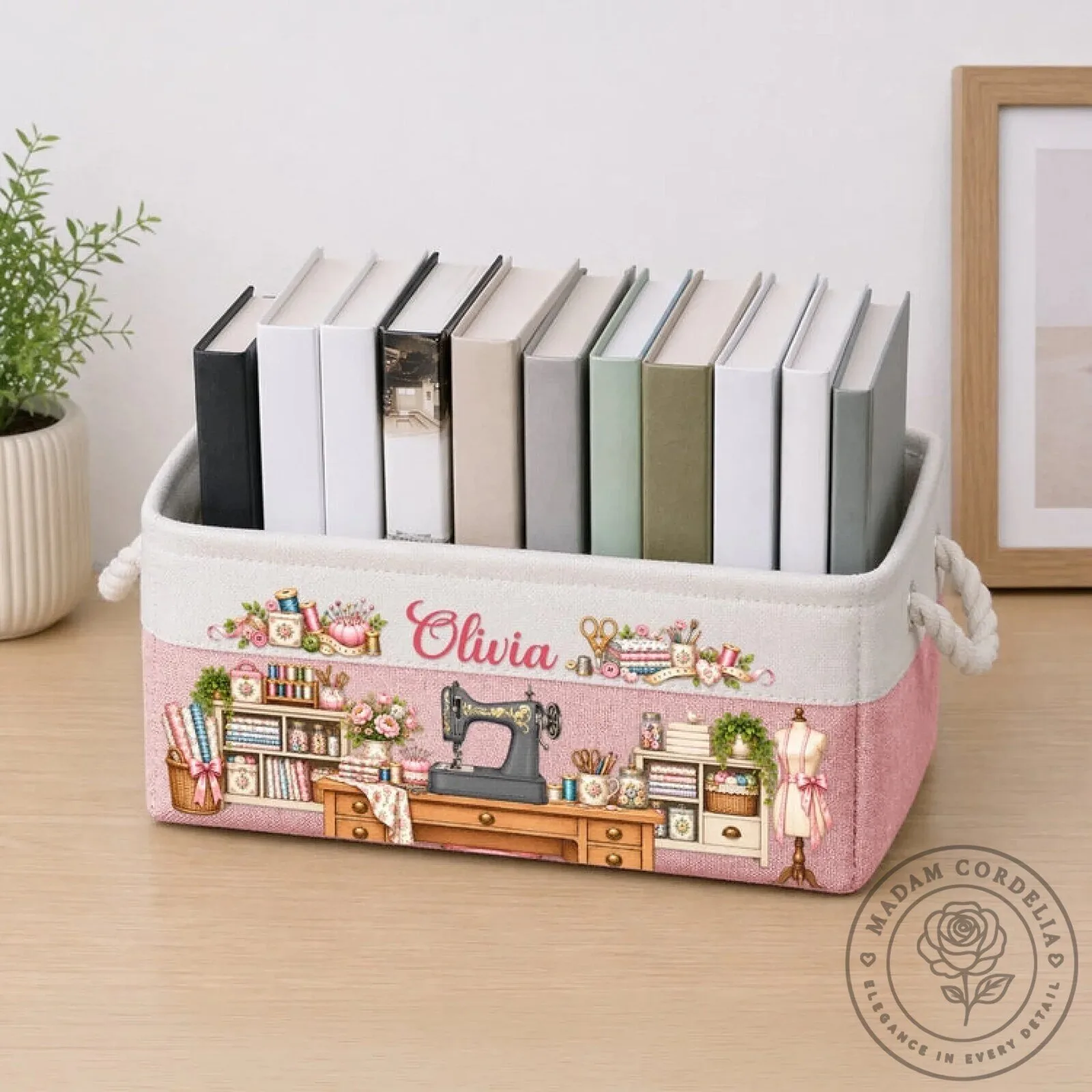 Personalized Sewing Room Storage Basket, Custom Name Crafting Organizer Bin 21 Personalized Sewing Room Storage Basket, Custom Name Crafting Organizer Bin