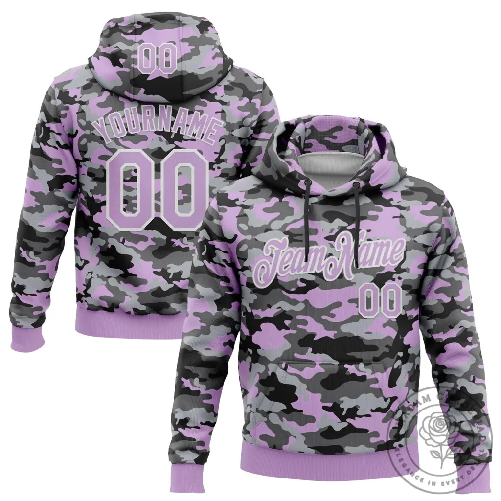 Custom Camouflage Light Purple and White Salute To Service Pullover Hoodie Custom Camouflage Light Purple and White Salute To Service Pullover Hoodie