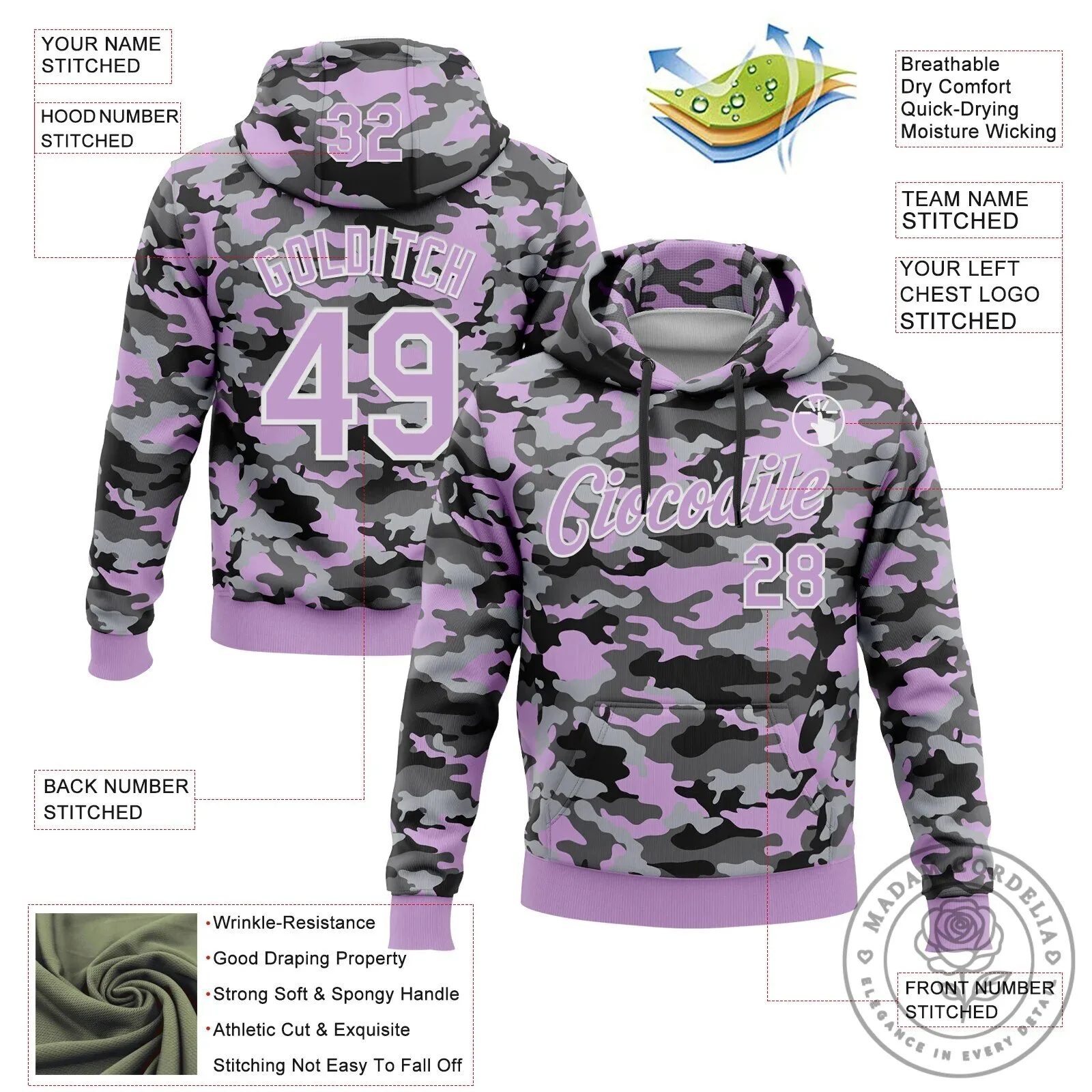 Custom Camouflage Light Purple and White Salute To Service Pullover Hoodie 11 Custom Camouflage Light Purple and White Salute To Service Pullover Hoodie