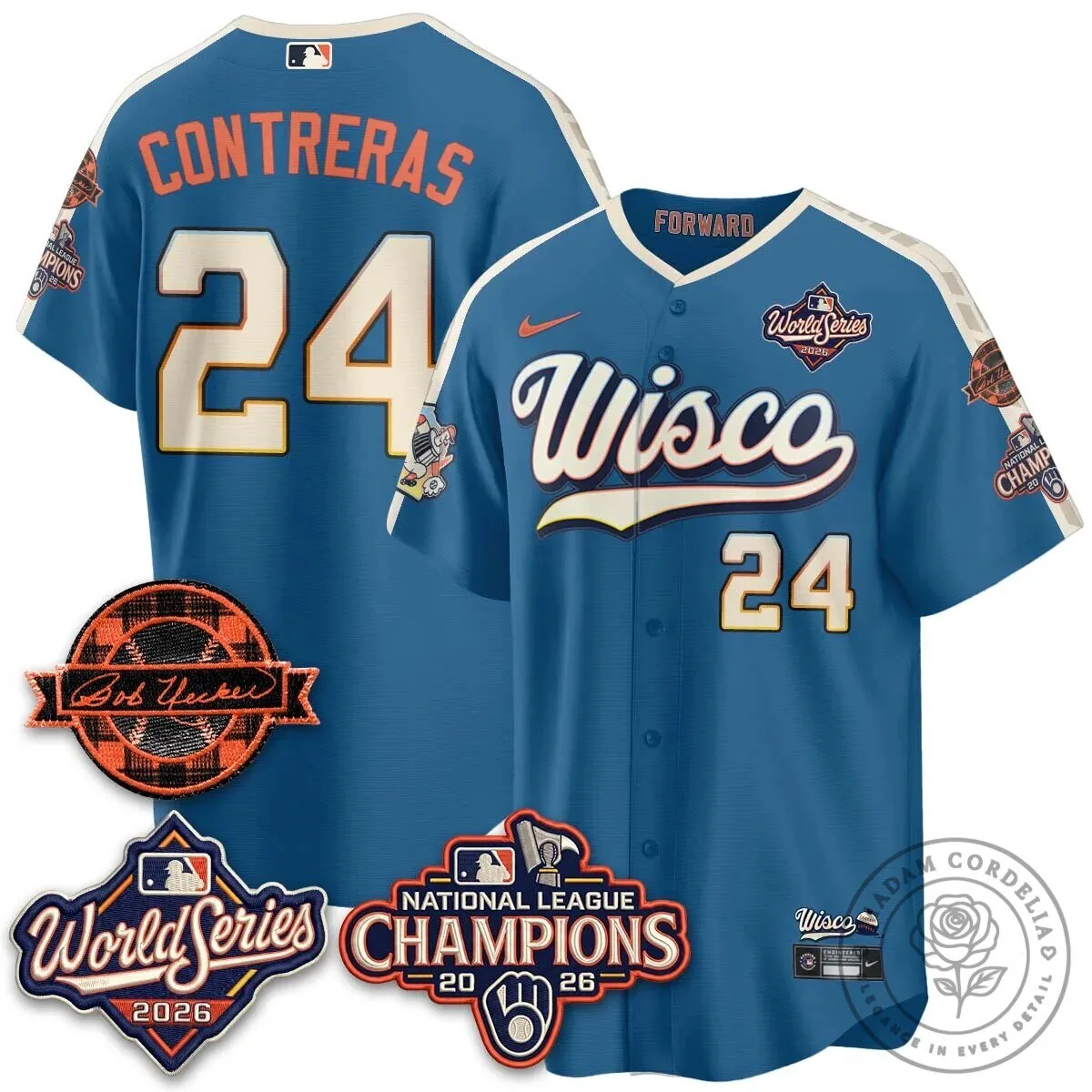 William Contreras Baseball Jersey - 2026 National League Champions Milwaukee Brewers