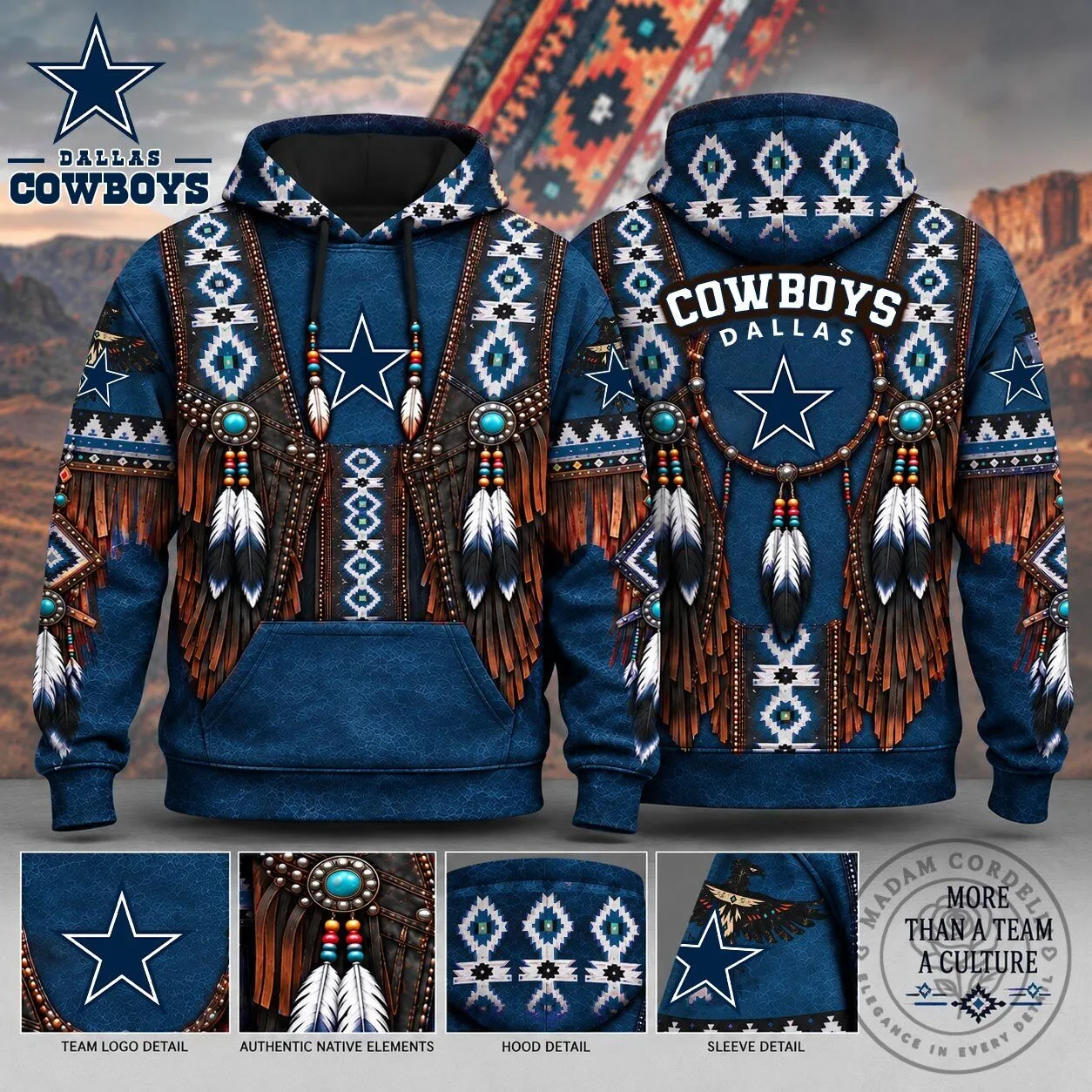 Dallas Cowboys Native American Inspired Football Hoodie
