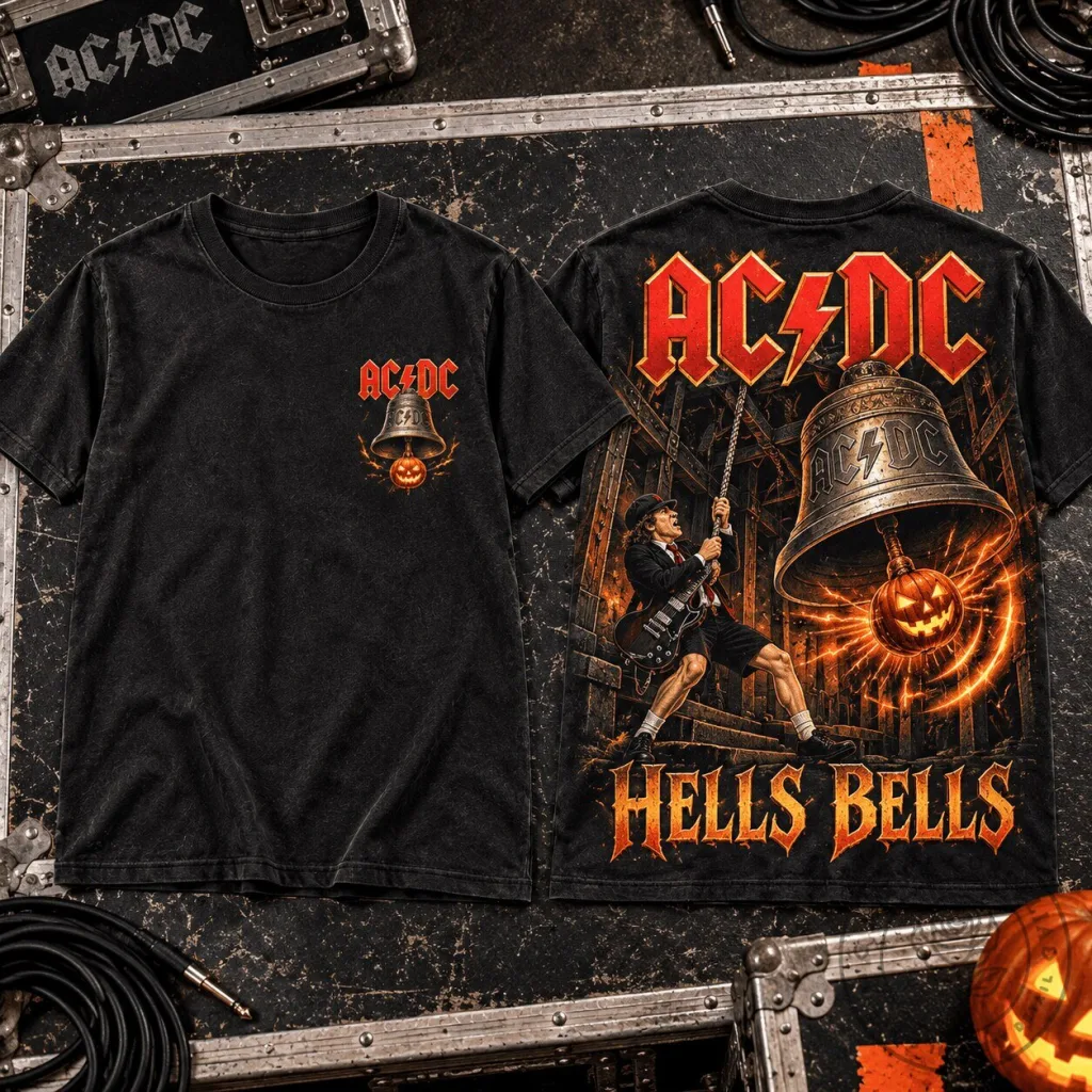 ACDC Hells Bells Halloween Pumpkin Graphic T-Shirt AC/DC Hells Bells Halloween Pumpkin Graphic T-Shirt